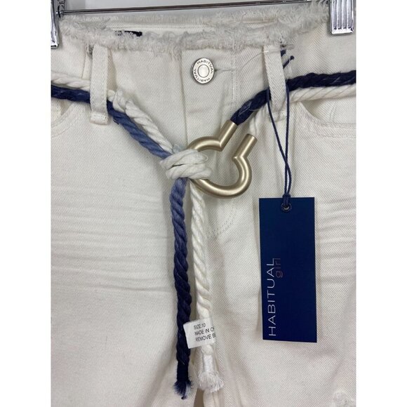 Habitual‎ Girls White Raw Hem Bermuda Denim Shorts Belted Size 10 NWT - Picture 5 of 12